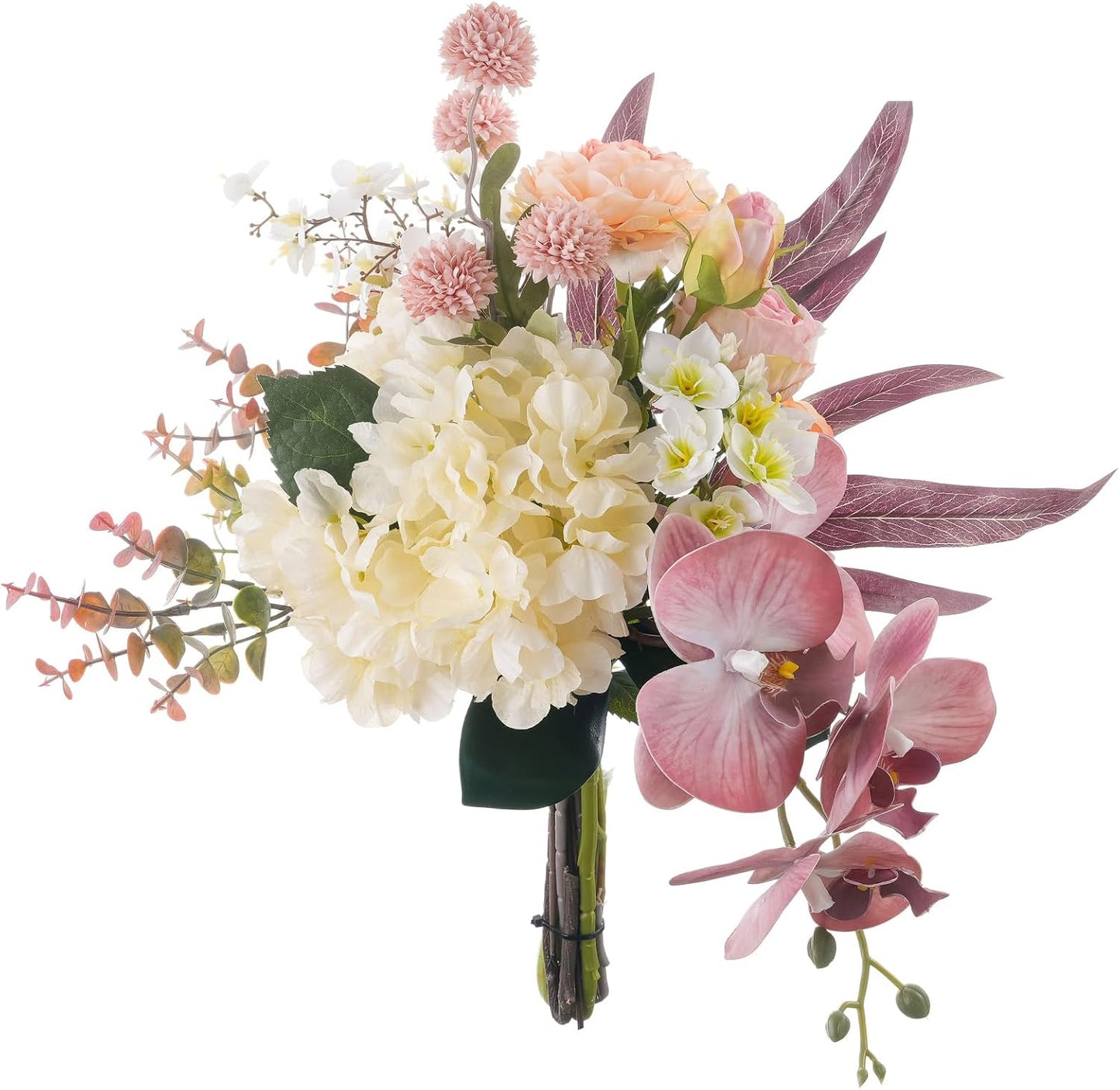 18-inch Artificial Fake Flowers Silk Flower Arrangements Faux Bouquets with Roses, Tulips, Calliopsis, Dahlias, Hydrangeas, Sages, Dandelions, Eucalyptus and Berry Bead Branch