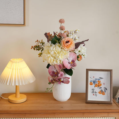 18-inch Artificial Fake Flowers Silk Flower Arrangements Faux Bouquets with Roses, Tulips, Calliopsis, Dahlias, Hydrangeas, Sages, Dandelions, Eucalyptus and Berry Bead Branch