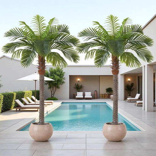 6FT Artificial Coconut Palm Tree Set of 2, Faux Sago Palm Plants