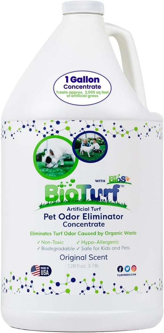 + Turf Cleaner for Pet Urine Outdoor – Artificial Turf Cleaner Deodorizer Concentrate – Fake Grass & Yard Deodorizer for Dog Urine & Feces – Enzyme Kennel Odor Eliminator 1 Gallon