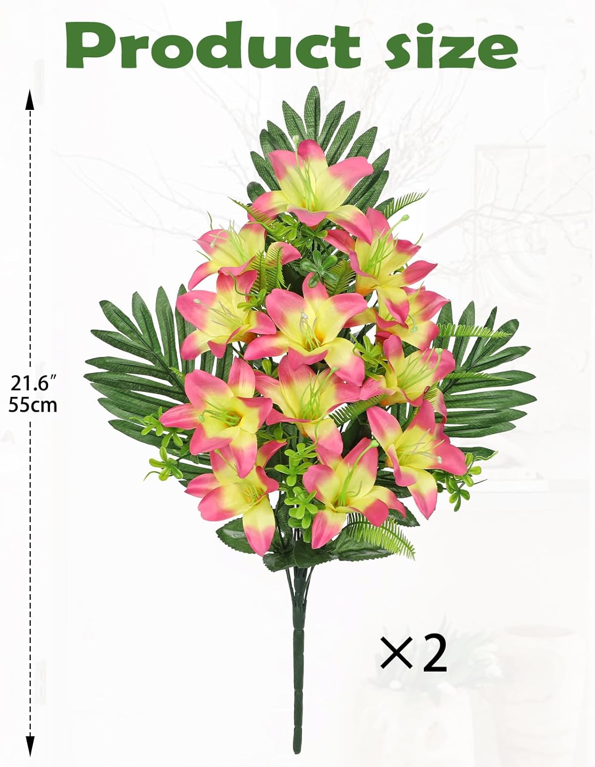 Artificial Cemetery Flowers for Grave, Set of 2 Silk White Faux Camellia Bouquet Flowers Outdoor Graveyard Memorial Flower for Cemetery Headstones Decoration