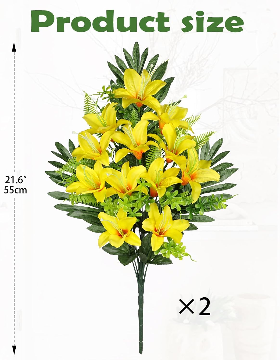 Artificial Cemetery Flowers for Grave, Set of 2 Silk White Faux Camellia Bouquet Flowers Outdoor Graveyard Memorial Flower for Cemetery Headstones Decoration