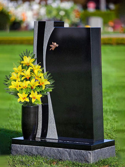 Artificial Cemetery Flowers for Grave, Set of 2 Silk White Faux Camellia Bouquet Flowers Outdoor Graveyard Memorial Flower for Cemetery Headstones Decoration