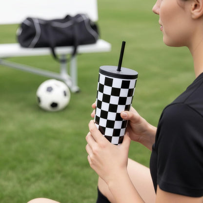 24 oz Insulated Tumbler with Straw, Lemons | 24 oz vacuum-insulated tumbler with reusable straw and spill-resistant lid · fits most car cup holders