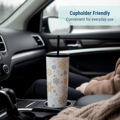 24 oz Insulated Tumbler with Straw, Lemons | 24 oz vacuum-insulated tumbler with reusable straw and spill-resistant lid · fits most car cup holders