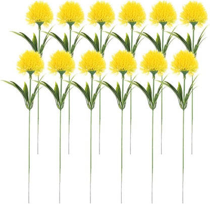 Faux Dandelion Artificial Flowers Bouquet Lifelike Yellow Simulation Dandelion for Wedding Home Office Table Decoration 9.84In