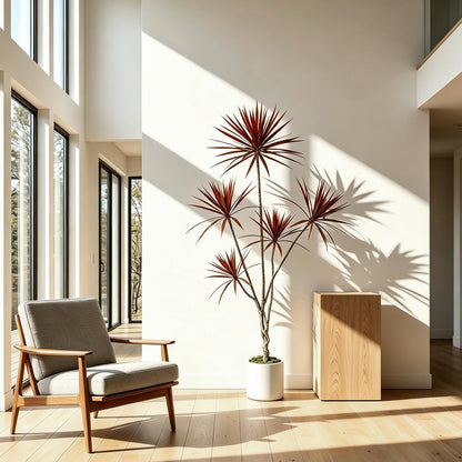 Dracaena Marginata Artificial Plant 6ft Tall Fake Tree Indoor Home | Premium Realistic Leaves & Natural Wood-Like Trunk, Faux Dracaena Tree Floor Plant in Decorative Pot, No Maintenance