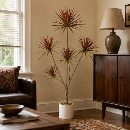 Dracaena Marginata Artificial Plant 6ft Tall Fake Tree Indoor Home | Premium Realistic Leaves & Natural Wood-Like Trunk, Faux Dracaena Tree Floor Plant in Decorative Pot, No Maintenance