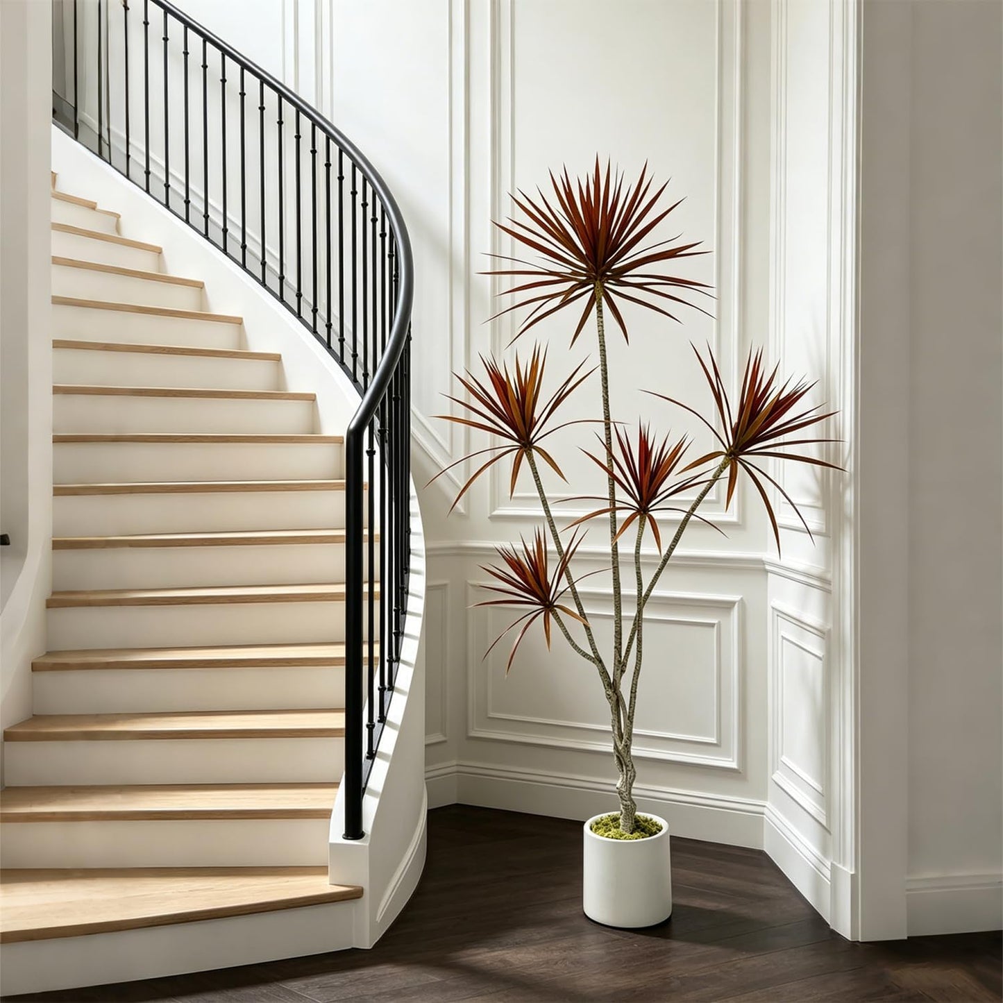 Dracaena Marginata Artificial Plant 6ft Tall Fake Tree Indoor Home | Premium Realistic Leaves & Natural Wood-Like Trunk, Faux Dracaena Tree Floor Plant in Decorative Pot, No Maintenance