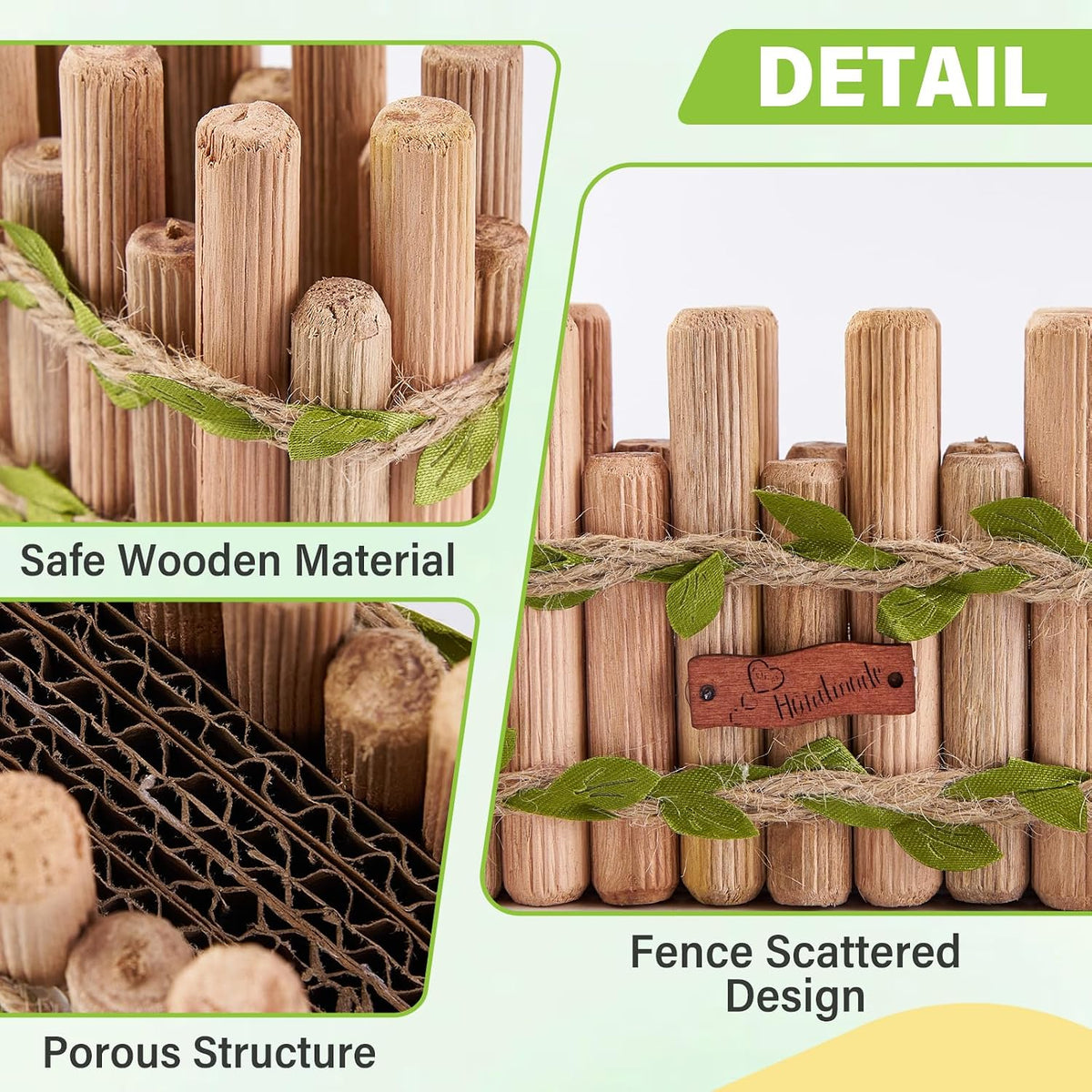 Natural Wood Hamster Spray Holder, Hamster Flower Forage Holder