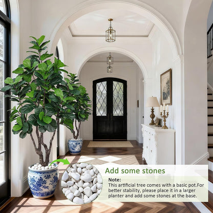8FT Faux Fiddle Leaf Fig Tree, Large Artificial Plants Indoor Ficus Lyrata Trees, Realistic Fake Tree in Pot Floor Plant for Home Decor Office Christmas Housewarming Gift
