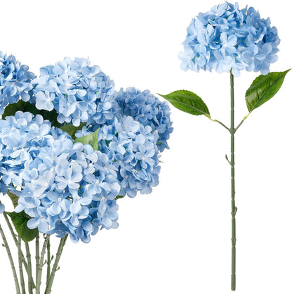 Blue Hydrangea Artificial Flowers 10pcs 22" Faux Hydrangea | Hydrangea Artificial Flowers with Stems Bouquets Arrangement for Home Table Centerpieces Wedding Birthday Party Decoration
