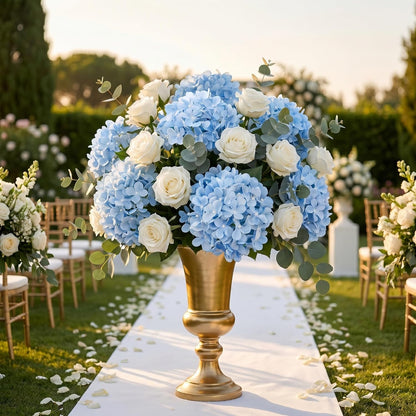 Blue Hydrangea Artificial Flowers 10pcs 22" Faux Hydrangea | Hydrangea Artificial Flowers with Stems Bouquets Arrangement for Home Table Centerpieces Wedding Birthday Party Decoration