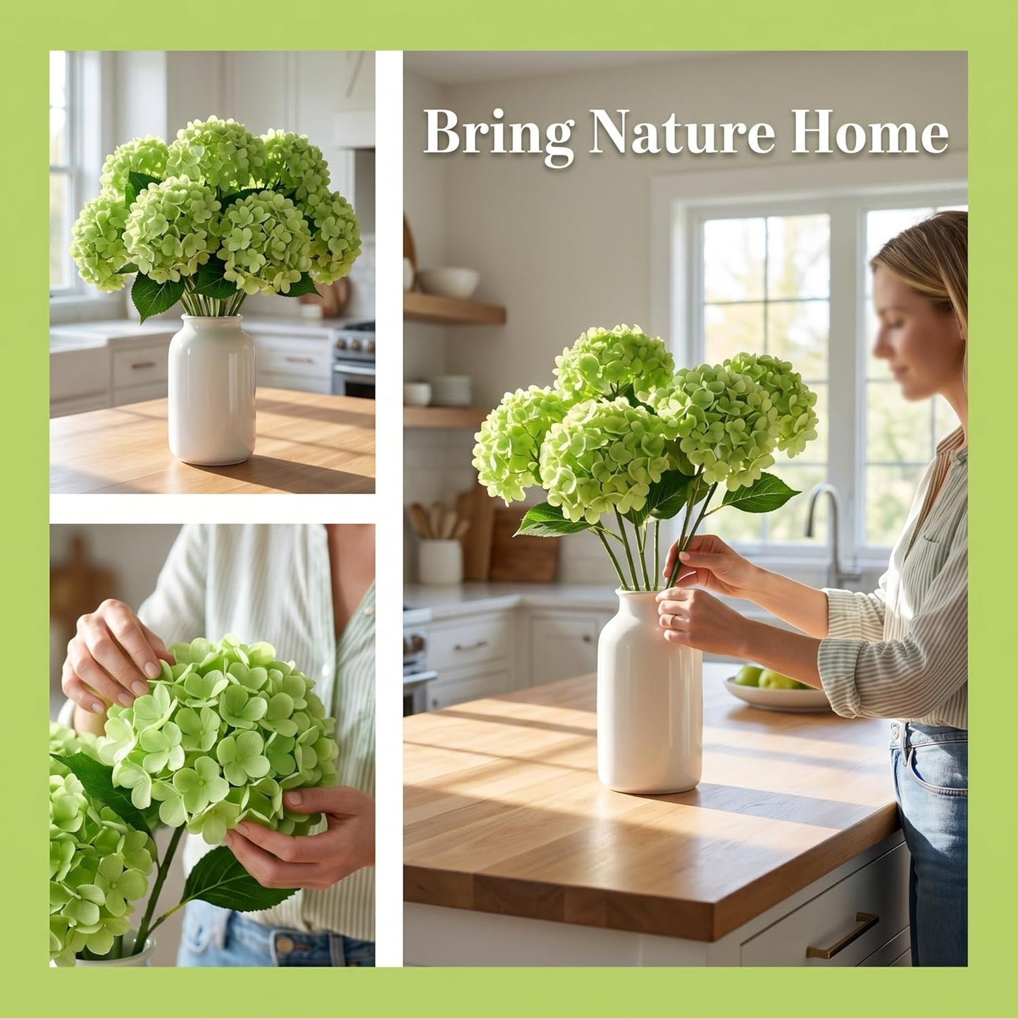 Blue Hydrangea Artificial Flowers 10pcs 22" Faux Hydrangea | Hydrangea Artificial Flowers with Stems Bouquets Arrangement for Home Table Centerpieces Wedding Birthday Party Decoration