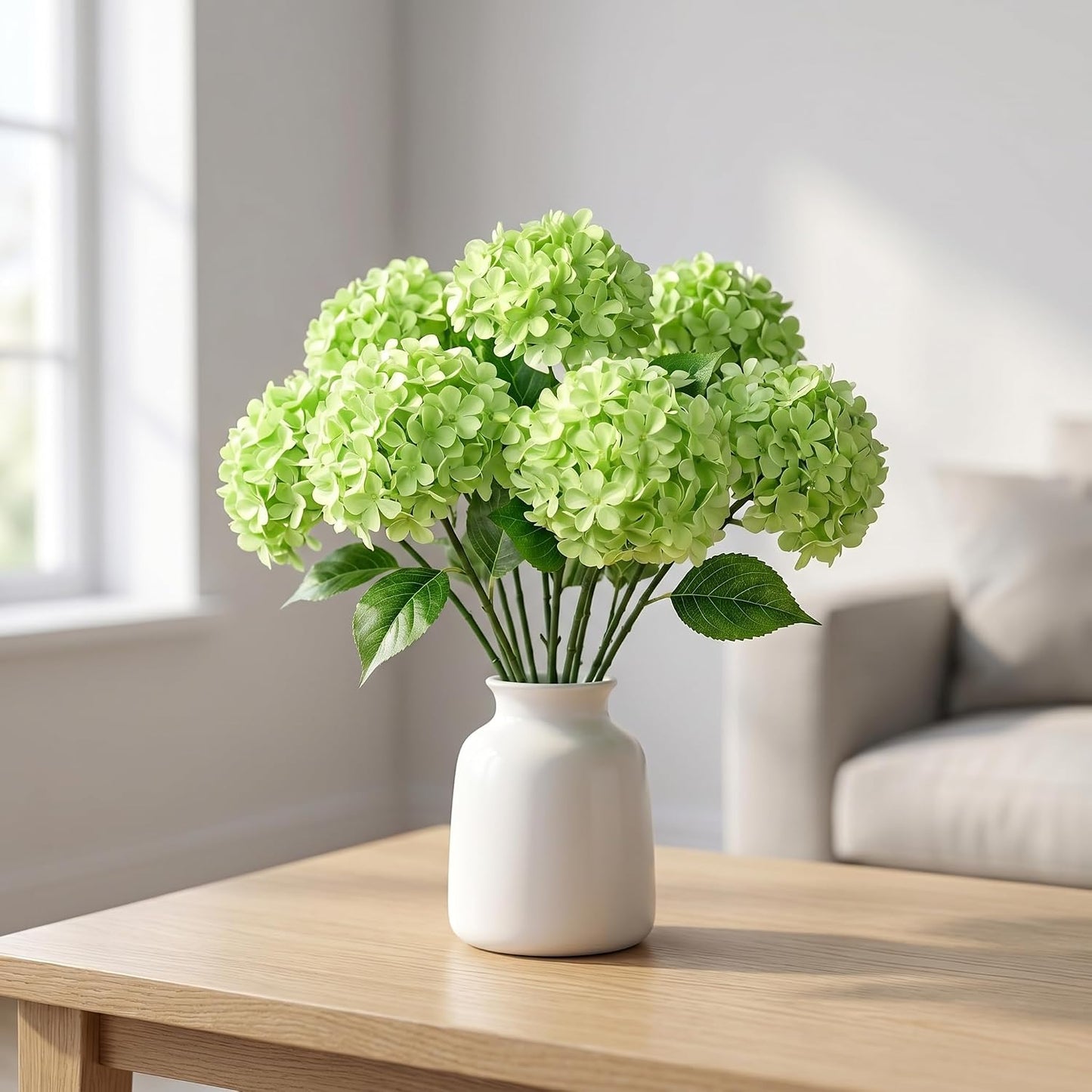 Blue Hydrangea Artificial Flowers 10pcs 22" Faux Hydrangea | Hydrangea Artificial Flowers with Stems Bouquets Arrangement for Home Table Centerpieces Wedding Birthday Party Decoration