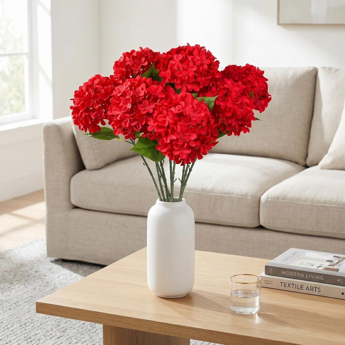 Blue Hydrangea Artificial Flowers 10pcs 22" Faux Hydrangea | Hydrangea Artificial Flowers with Stems Bouquets Arrangement for Home Table Centerpieces Wedding Birthday Party Decoration