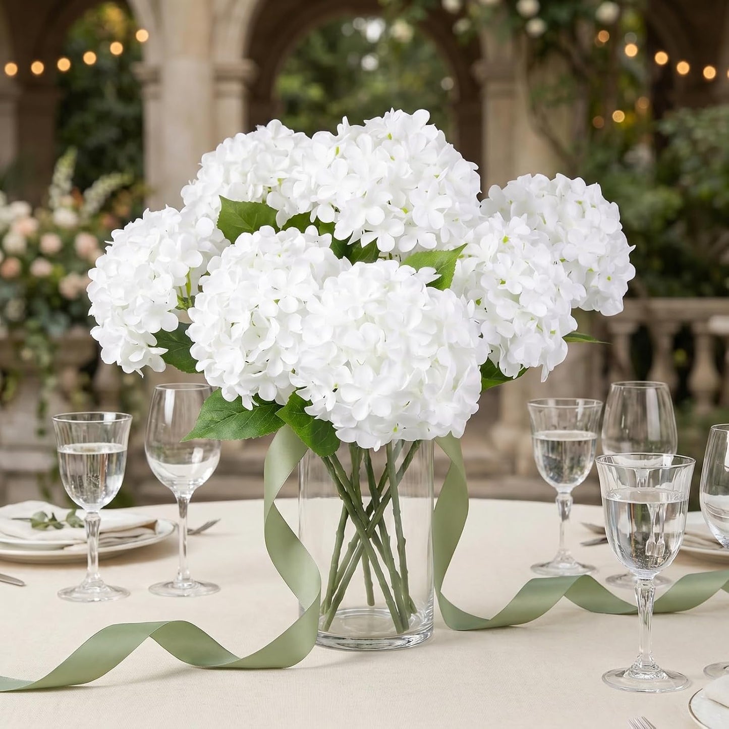 Blue Hydrangea Artificial Flowers 10pcs 22" Faux Hydrangea | Hydrangea Artificial Flowers with Stems Bouquets Arrangement for Home Table Centerpieces Wedding Birthday Party Decoration