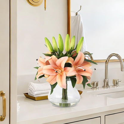 Artificial Hydrangea Flowers with Glass Vase & Fake Water - Faux Hydrangea for Home Table, Wedding Party, Office Decor | Realistic Fake Hydrangeas, Silk Flowers for Vase Arrangement(Hydrangea, white)