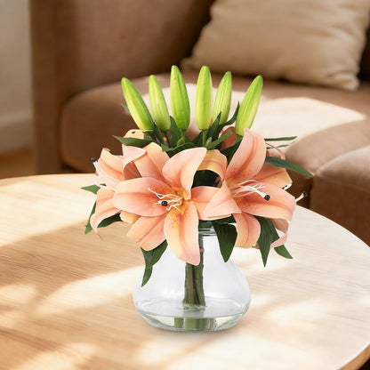 Artificial Hydrangea Flowers with Glass Vase & Fake Water - Faux Hydrangea for Home Table, Wedding Party, Office Decor | Realistic Fake Hydrangeas, Silk Flowers for Vase Arrangement(Hydrangea, white)