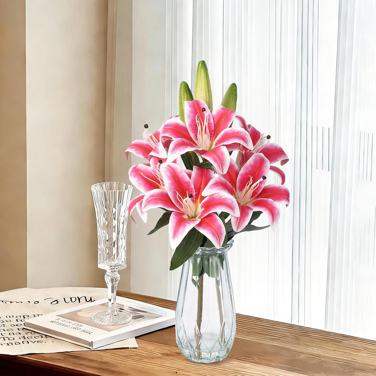 Artificial Hydrangea Flowers with Glass Vase & Fake Water - Faux Hydrangea for Home Table, Wedding Party, Office Decor | Realistic Fake Hydrangeas, Silk Flowers for Vase Arrangement(Hydrangea, white)