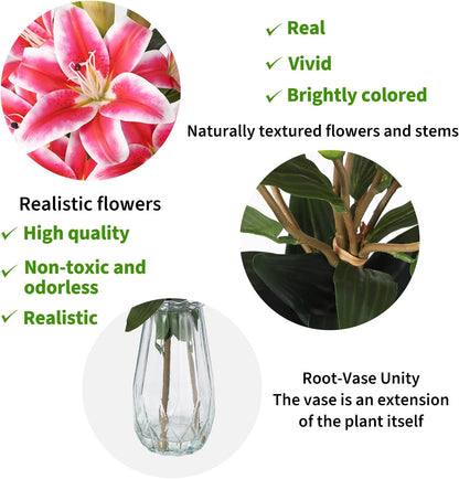 Artificial Hydrangea Flowers with Glass Vase & Fake Water - Faux Hydrangea for Home Table, Wedding Party, Office Decor | Realistic Fake Hydrangeas, Silk Flowers for Vase Arrangement(Hydrangea, white)