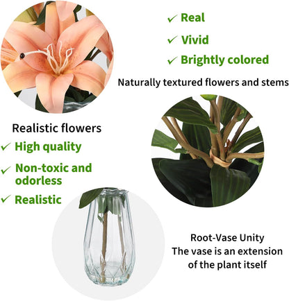 Artificial Hydrangea Flowers with Glass Vase & Fake Water - Faux Hydrangea for Home Table, Wedding Party, Office Decor | Realistic Fake Hydrangeas, Silk Flowers for Vase Arrangement(Hydrangea, white)