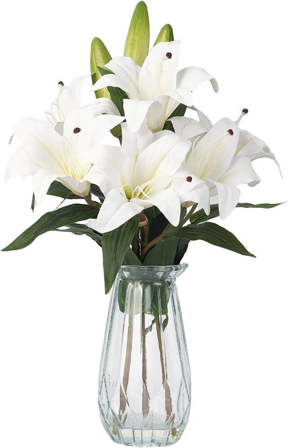 Artificial Hydrangea Flowers with Glass Vase & Fake Water - Faux Hydrangea for Home Table, Wedding Party, Office Decor | Realistic Fake Hydrangeas, Silk Flowers for Vase Arrangement(Hydrangea, white)