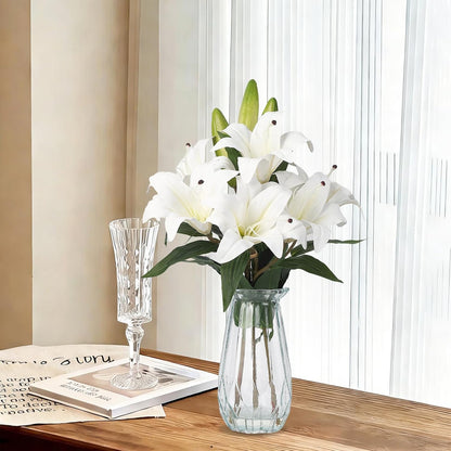 Artificial Hydrangea Flowers with Glass Vase & Fake Water - Faux Hydrangea for Home Table, Wedding Party, Office Decor | Realistic Fake Hydrangeas, Silk Flowers for Vase Arrangement(Hydrangea, white)