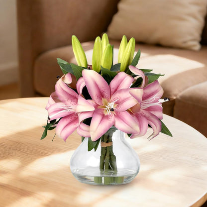Artificial Hydrangea Flowers with Glass Vase & Fake Water - Faux Hydrangea for Home Table, Wedding Party, Office Decor | Realistic Fake Hydrangeas, Silk Flowers for Vase Arrangement(Hydrangea, white)