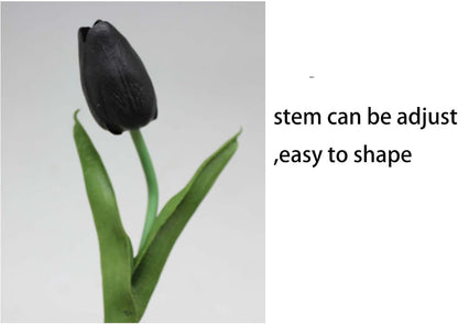 10-Heads Artificial Flowers PU Mini Real Touch Tulip Bouquets for Home Wedding Party Centerpiece Decoration (Coral) | 13.38 Inch,Real Touch PU Faux Floral,Mini Artificial Flowers for Home Decor Wedding Centerpiece Party Table Arrangment