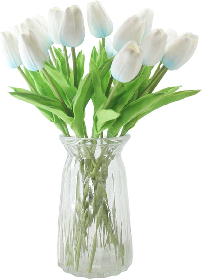 10-Heads Artificial Flowers PU Mini Real Touch Tulip Bouquets for Home Wedding Party Centerpiece Decoration (Coral) | 13.38 Inch,Real Touch PU Faux Floral,Mini Artificial Flowers for Home Decor Wedding Centerpiece Party Table Arrangment