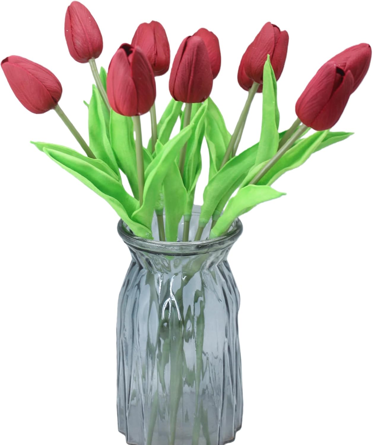 10-Heads Artificial Flowers PU Mini Real Touch Tulip Bouquets for Home Wedding Party Centerpiece Decoration (Coral) | 13.38 Inch,Real Touch PU Faux Floral,Mini Artificial Flowers for Home Decor Wedding Centerpiece Party Table Arrangment
