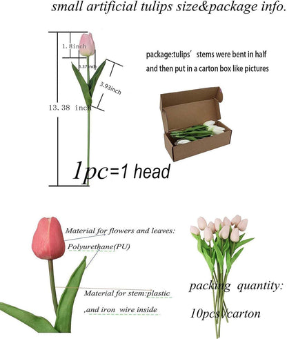10-Heads Artificial Flowers PU Mini Real Touch Tulip Bouquets for Home Wedding Party Centerpiece Decoration (Coral) | 13.38 Inch,Real Touch PU Faux Floral,Mini Artificial Flowers for Home Decor Wedding Centerpiece Party Table Arrangment