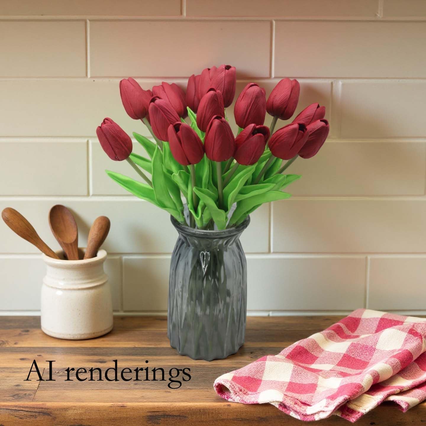 10-Heads Artificial Flowers PU Mini Real Touch Tulip Bouquets for Home Wedding Party Centerpiece Decoration (Coral) | 13.38 Inch,Real Touch PU Faux Floral,Mini Artificial Flowers for Home Decor Wedding Centerpiece Party Table Arrangment