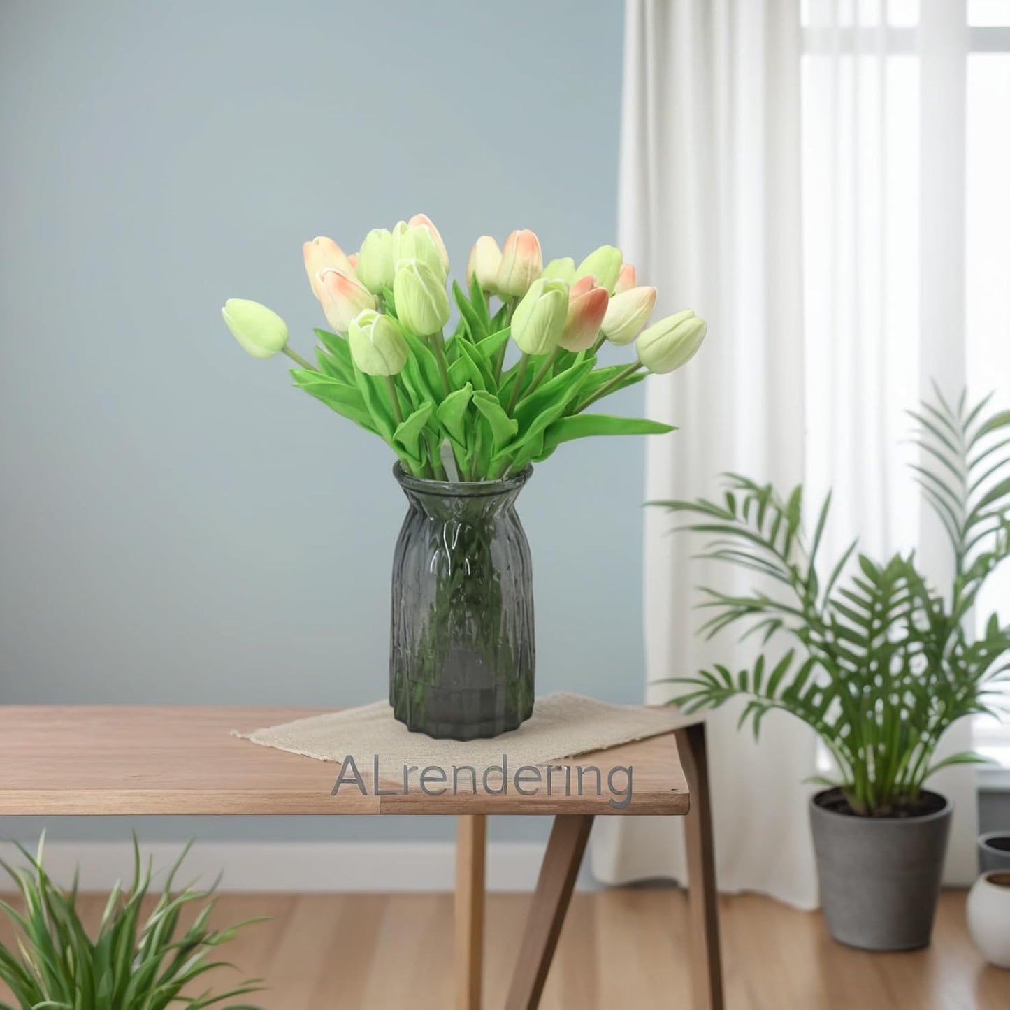 10-Heads Artificial Flowers PU Mini Real Touch Tulip Bouquets for Home Wedding Party Centerpiece Decoration (Coral) | 13.38 Inch,Real Touch PU Faux Floral,Mini Artificial Flowers for Home Decor Wedding Centerpiece Party Table Arrangment