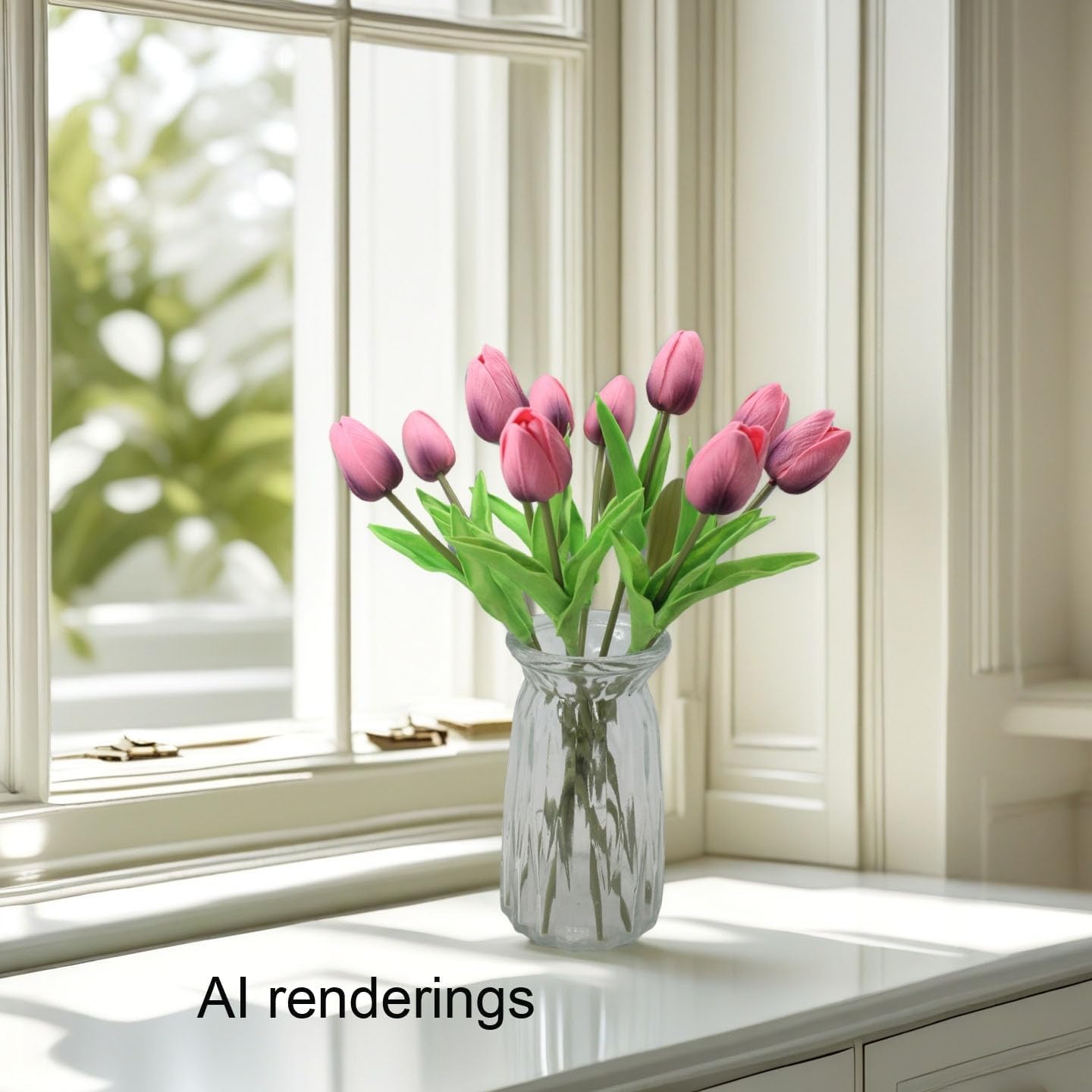 10-Heads Artificial Flowers PU Mini Real Touch Tulip Bouquets for Home Wedding Party Centerpiece Decoration (Coral) | 13.38 Inch,Real Touch PU Faux Floral,Mini Artificial Flowers for Home Decor Wedding Centerpiece Party Table Arrangment