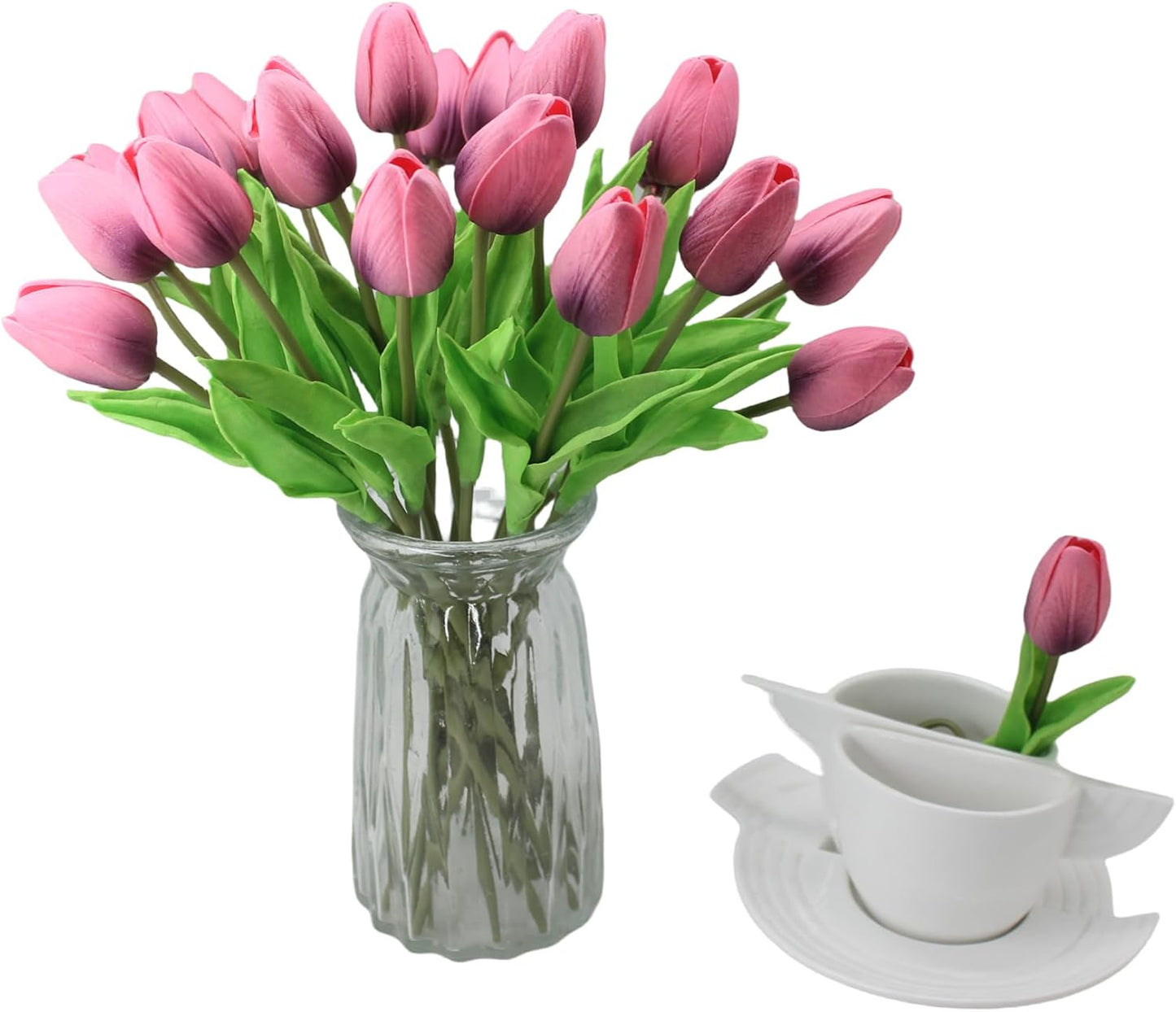 10-Heads Artificial Flowers PU Mini Real Touch Tulip Bouquets for Home Wedding Party Centerpiece Decoration (Coral) | 13.38 Inch,Real Touch PU Faux Floral,Mini Artificial Flowers for Home Decor Wedding Centerpiece Party Table Arrangment