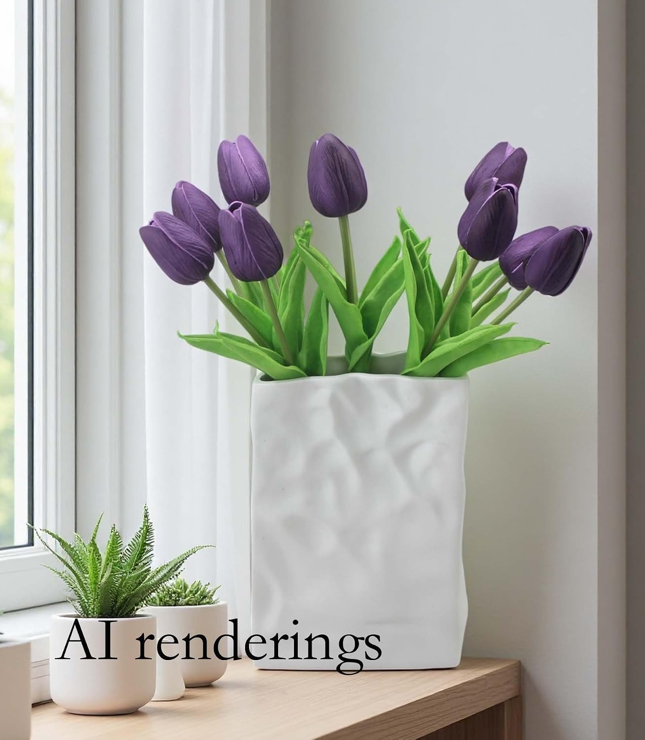 10-Heads Artificial Flowers PU Mini Real Touch Tulip Bouquets for Home Wedding Party Centerpiece Decoration (Coral) | 13.38 Inch,Real Touch PU Faux Floral,Mini Artificial Flowers for Home Decor Wedding Centerpiece Party Table Arrangment