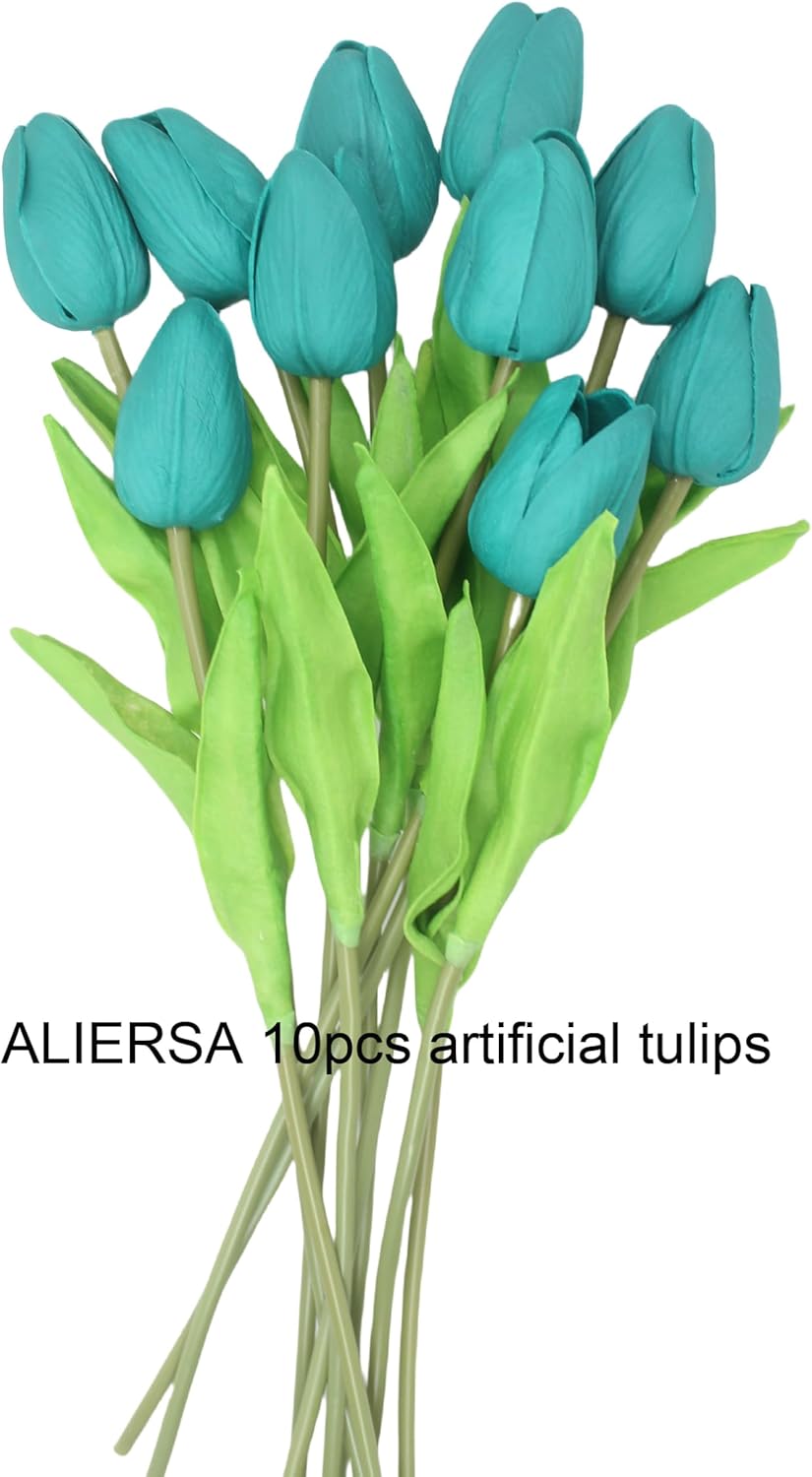 10-Heads Artificial Flowers PU Mini Real Touch Tulip Bouquets for Home Wedding Party Centerpiece Decoration (Coral) | 13.38 Inch,Real Touch PU Faux Floral,Mini Artificial Flowers for Home Decor Wedding Centerpiece Party Table Arrangment