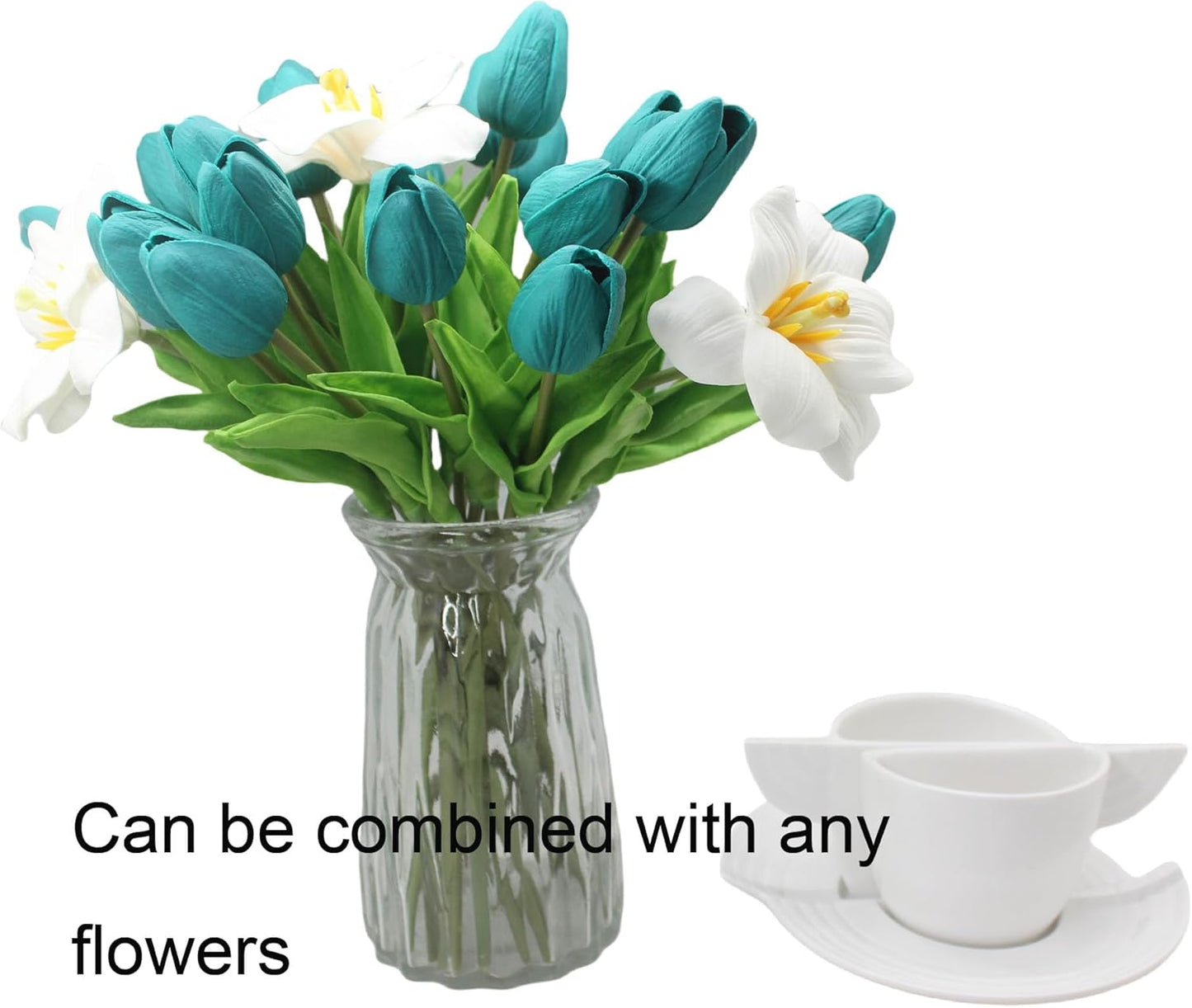 10-Heads Artificial Flowers PU Mini Real Touch Tulip Bouquets for Home Wedding Party Centerpiece Decoration (Coral) | 13.38 Inch,Real Touch PU Faux Floral,Mini Artificial Flowers for Home Decor Wedding Centerpiece Party Table Arrangment