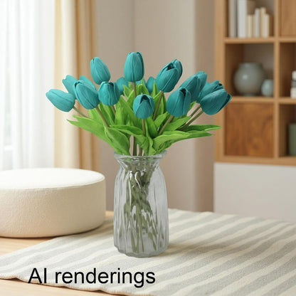 10-Heads Artificial Flowers PU Mini Real Touch Tulip Bouquets for Home Wedding Party Centerpiece Decoration (Coral) | 13.38 Inch,Real Touch PU Faux Floral,Mini Artificial Flowers for Home Decor Wedding Centerpiece Party Table Arrangment