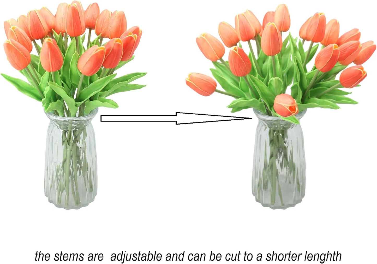 10-Heads Artificial Flowers PU Mini Real Touch Tulip Bouquets for Home Wedding Party Centerpiece Decoration (Coral) | 13.38 Inch,Real Touch PU Faux Floral,Mini Artificial Flowers for Home Decor Wedding Centerpiece Party Table Arrangment