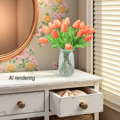 10-Heads Artificial Flowers PU Mini Real Touch Tulip Bouquets for Home Wedding Party Centerpiece Decoration (Coral) | 13.38 Inch,Real Touch PU Faux Floral,Mini Artificial Flowers for Home Decor Wedding Centerpiece Party Table Arrangment