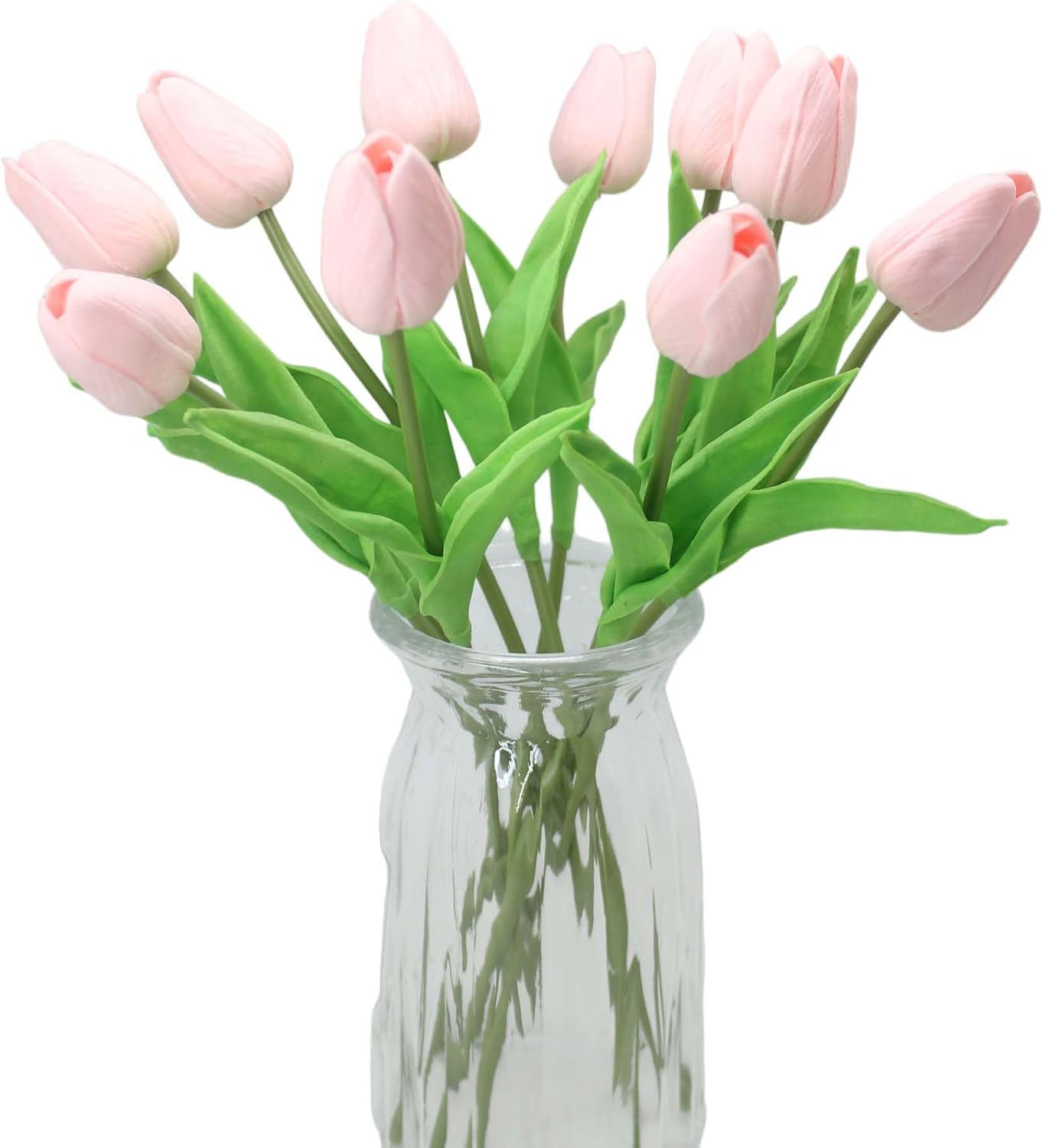 10-Heads Artificial Flowers PU Mini Real Touch Tulip Bouquets for Home Wedding Party Centerpiece Decoration (Coral) | 13.38 Inch,Real Touch PU Faux Floral,Mini Artificial Flowers for Home Decor Wedding Centerpiece Party Table Arrangment