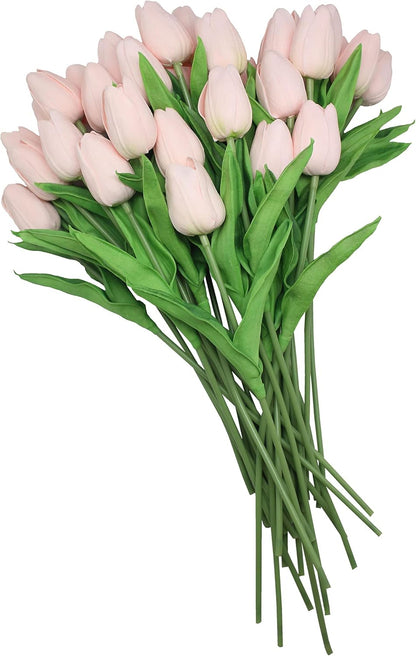 10-Heads Artificial Flowers PU Mini Real Touch Tulip Bouquets for Home Wedding Party Centerpiece Decoration (Coral) | 13.38 Inch,Real Touch PU Faux Floral,Mini Artificial Flowers for Home Decor Wedding Centerpiece Party Table Arrangment