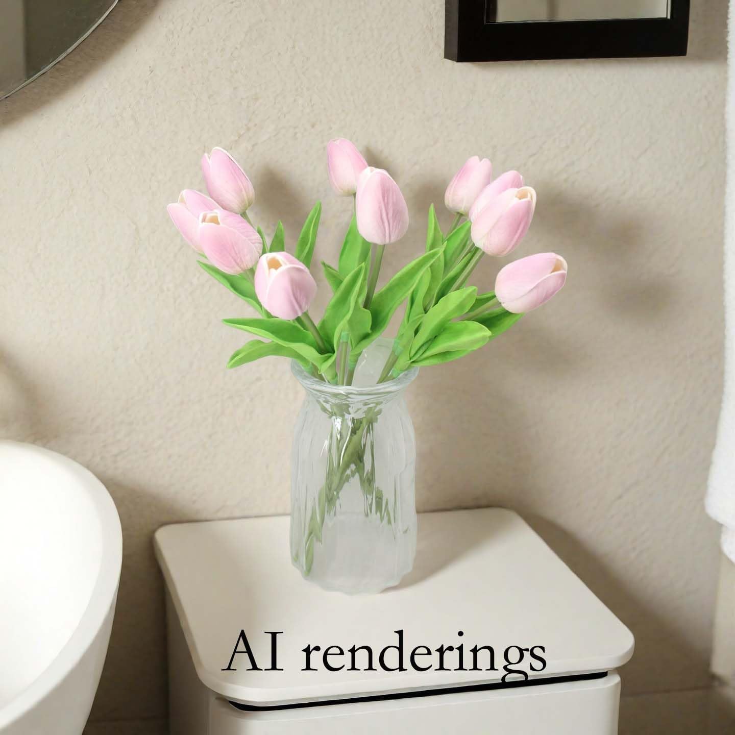 10-Heads Artificial Flowers PU Mini Real Touch Tulip Bouquets for Home Wedding Party Centerpiece Decoration (Coral) | 13.38 Inch,Real Touch PU Faux Floral,Mini Artificial Flowers for Home Decor Wedding Centerpiece Party Table Arrangment