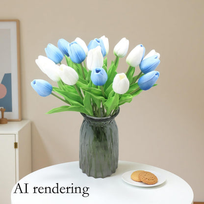 10-Heads Artificial Flowers PU Mini Real Touch Tulip Bouquets for Home Wedding Party Centerpiece Decoration (Coral) | 13.38 Inch,Real Touch PU Faux Floral,Mini Artificial Flowers for Home Decor Wedding Centerpiece Party Table Arrangment