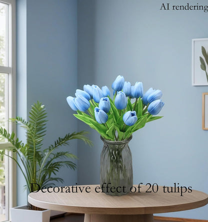 10-Heads Artificial Flowers PU Mini Real Touch Tulip Bouquets for Home Wedding Party Centerpiece Decoration (Coral) | 13.38 Inch,Real Touch PU Faux Floral,Mini Artificial Flowers for Home Decor Wedding Centerpiece Party Table Arrangment