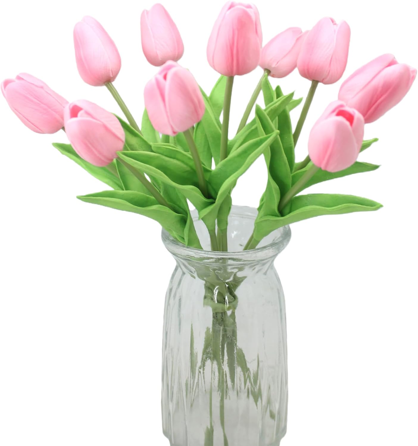 10-Heads Artificial Flowers PU Mini Real Touch Tulip Bouquets for Home Wedding Party Centerpiece Decoration (Coral) | 13.38 Inch,Real Touch PU Faux Floral,Mini Artificial Flowers for Home Decor Wedding Centerpiece Party Table Arrangment