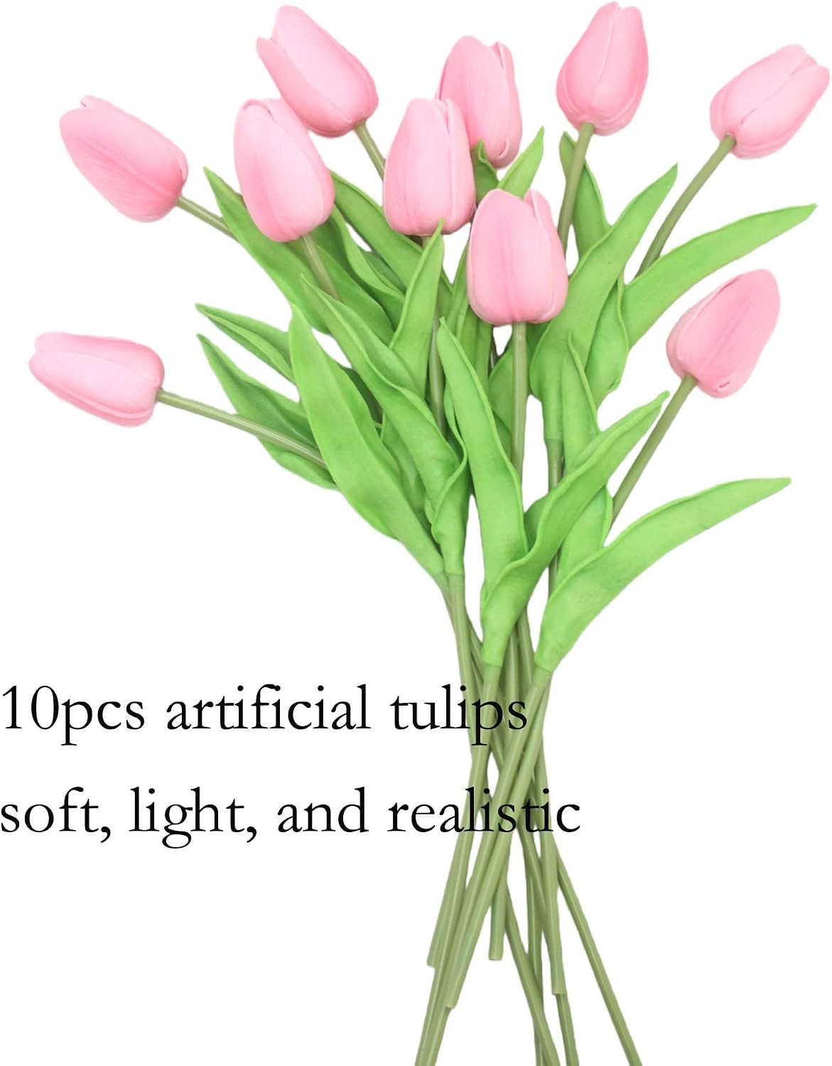 10-Heads Artificial Flowers PU Mini Real Touch Tulip Bouquets for Home Wedding Party Centerpiece Decoration (Coral) | 13.38 Inch,Real Touch PU Faux Floral,Mini Artificial Flowers for Home Decor Wedding Centerpiece Party Table Arrangment